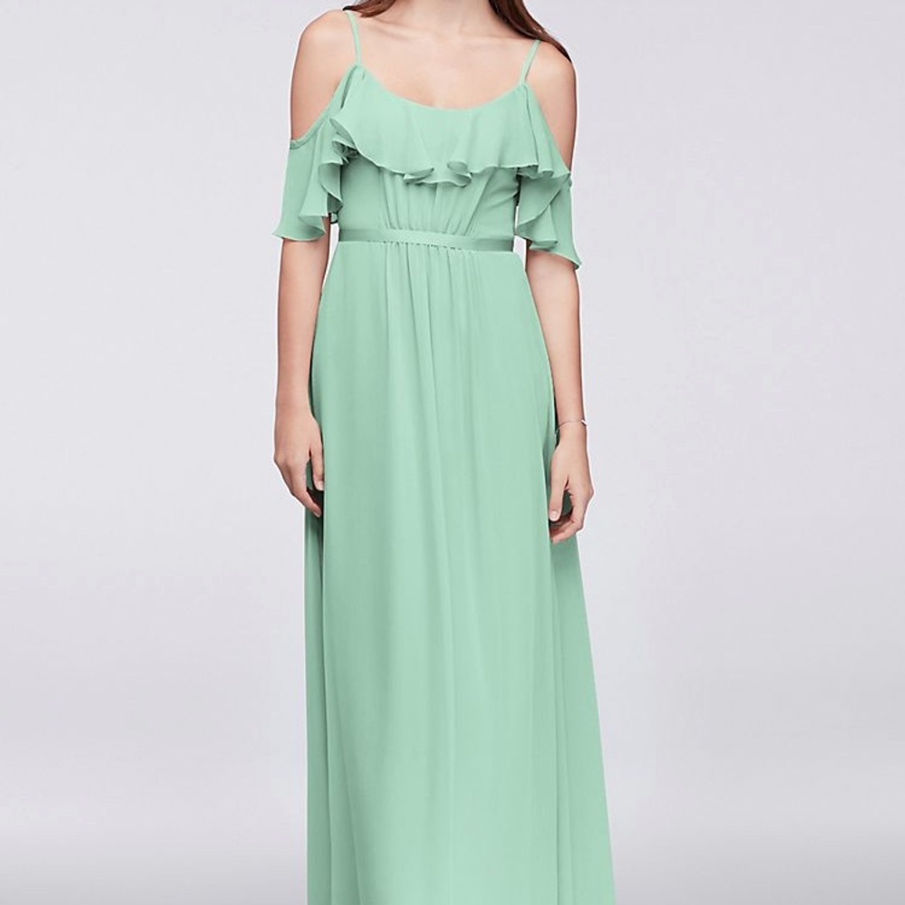 Cold Shoulder Crinkle Chiffon Dress